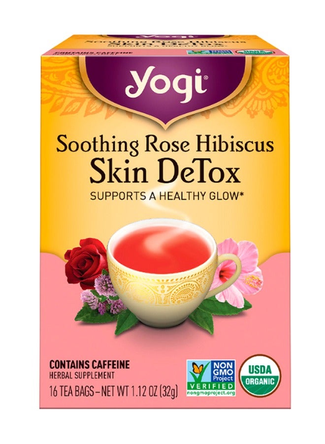 شاي يوغي مجموعة أكياس شاي الكركديه والورد المهدئ لديتوكس البشرة - 16 كيس - Image 1