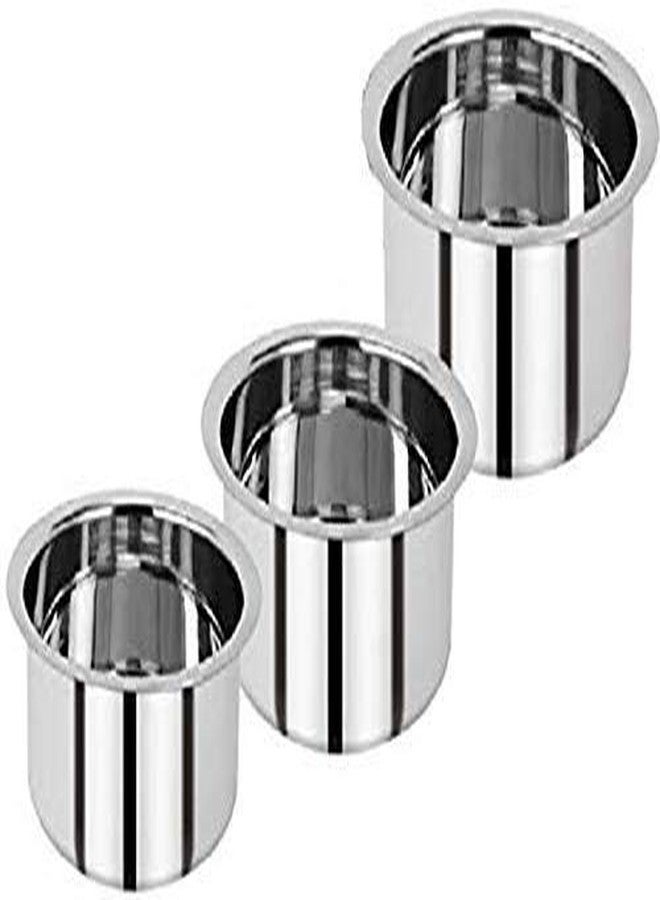 Liolis Stainless Steel Patila Set | Tope Set, Silver - Pack of 3 - Image 2