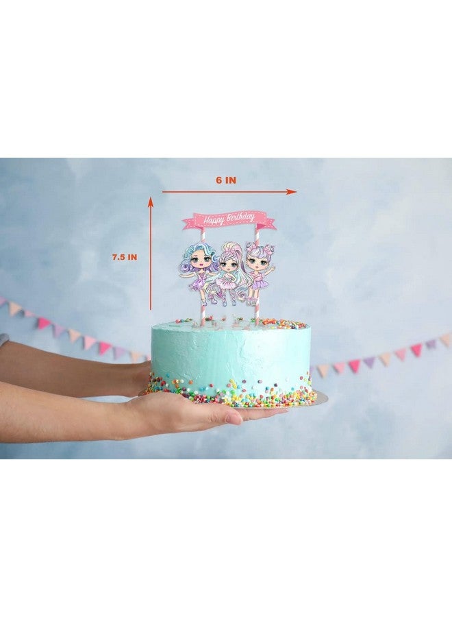 PC تزيين كعكة دمى لطيفة للفتيات | مستلزمات حفلات عيد الميلاد للدمى | زينة عيد ميلاد بموضوع الأميرات - Image 3