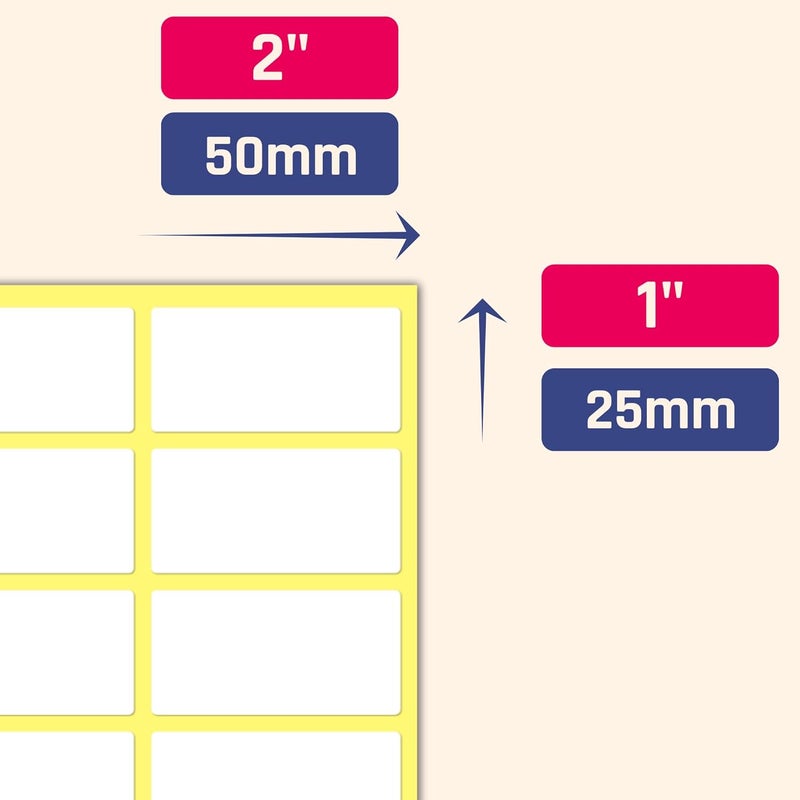 TownStix 1000 Pieces 2 x 1 inch  White Labels Stickers to Write On Blank Stick On Adhesive Sticky Labels - Image 2
