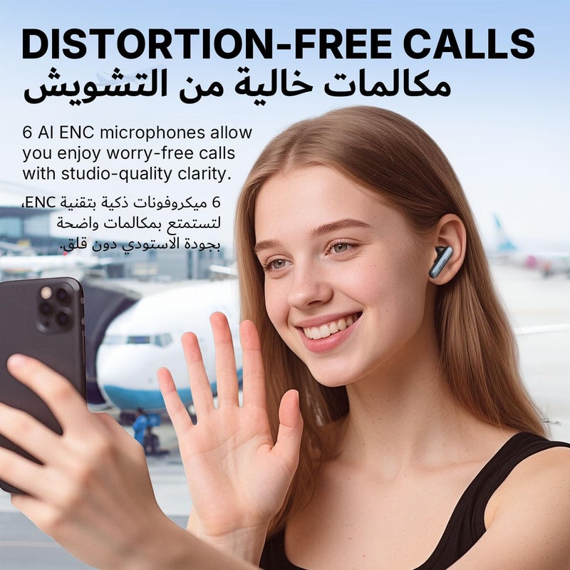 إيرفن سماعات EarFun Air Pro 4i اللاسلكية المانعة للضوضاء، صوت عالي الدقة مع LDAC، 6 ميكروفونات AI ENC لمكالمات واضحة، 40 ساعة تشغيل، صوت محيطي، اتصال متعدد النقاط، بلوتوث 5.4، شحن لاسلكي، أسود - Image 5