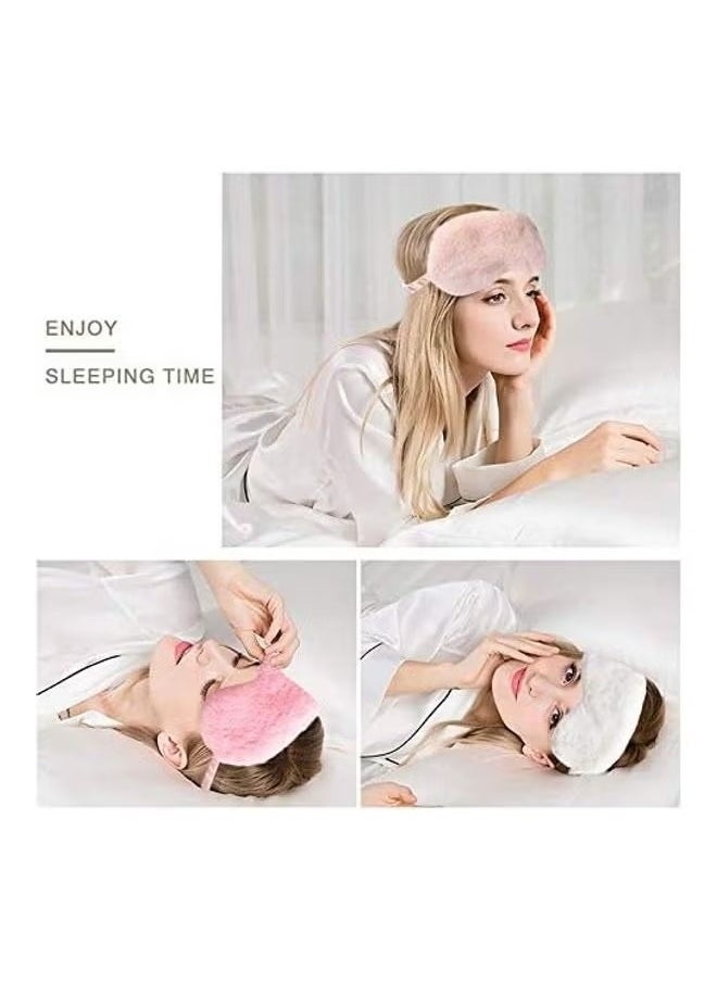 Generic - 4 Pcs Plush Eye Mask Soft Sleeping Blindfold Eye Cover Comfortable Furry Faux Fur Sleeping Mask Satin Nap Night Eye Shade Cover - Image 1