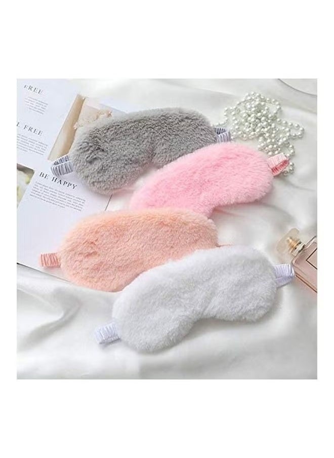 Generic - 4 Pcs Plush Eye Mask Soft Sleeping Blindfold Eye Cover Comfortable Furry Faux Fur Sleeping Mask Satin Nap Night Eye Shade Cover - Image 1