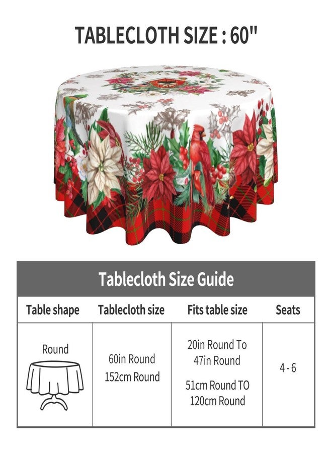 ACDRUING Flower Buffalo Plaid Christmas Round Tablecloth Washable Wrinkle Resistant Durable Table Cover for Halloween Harvest, Holiday, and Fall, Dinner, 60 Inch - Image 3