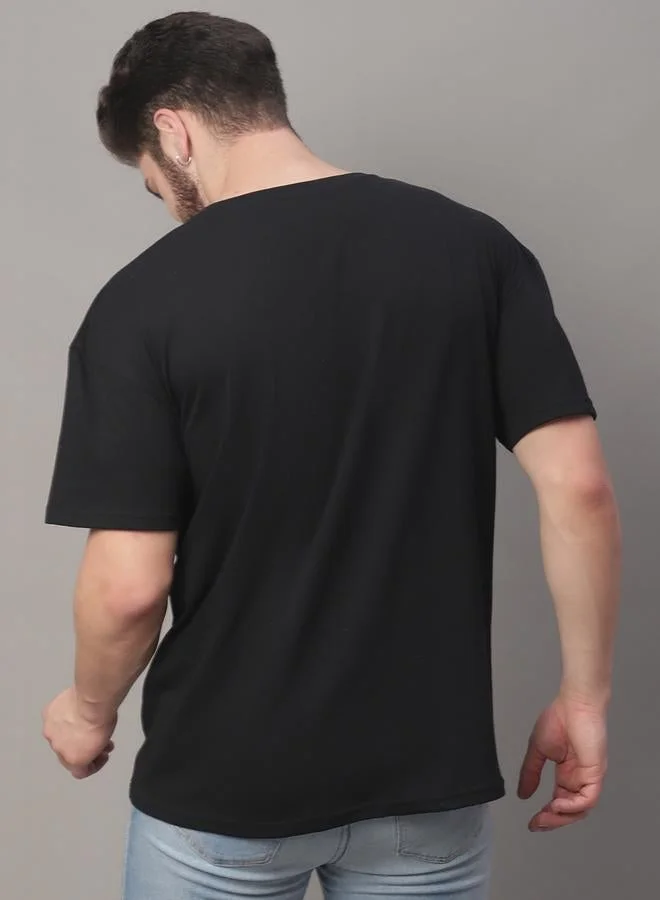 Take Two Men Black Graphic Print Oversized T-Shirt