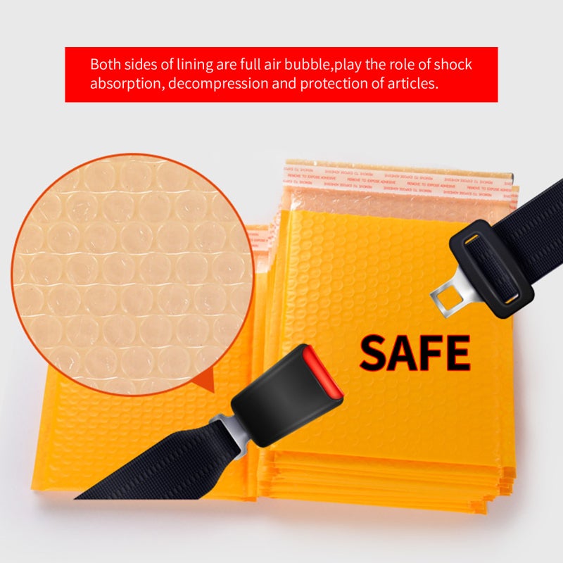 Yellow Bubble Envelopes 15x20cm Self-Adhering Tamperproof Seal - Waterproof PE Material Strong Double-Sided Bubble Protection for Shipping Fragile Items & Packaging Supplies - Image 4