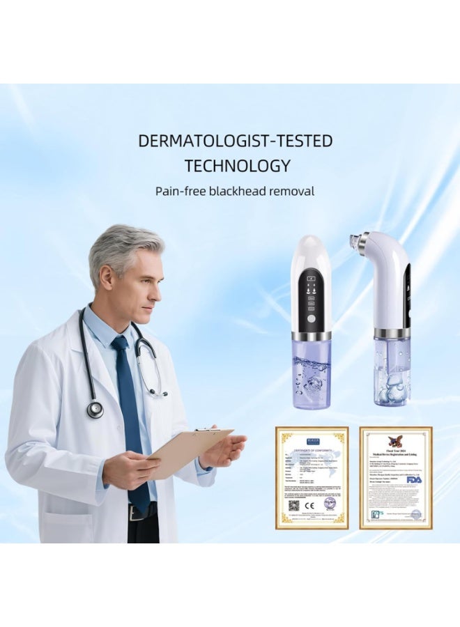 Electric Blackhead Remover Pore Vacuum Water Circulatio Cleaner Pimple Extractor Blackheadwith 3 Suction Levels 6 Attachments for Facial Cleansing and Skin Refinement USB Rechargeable Gentle Suction - Image 5
