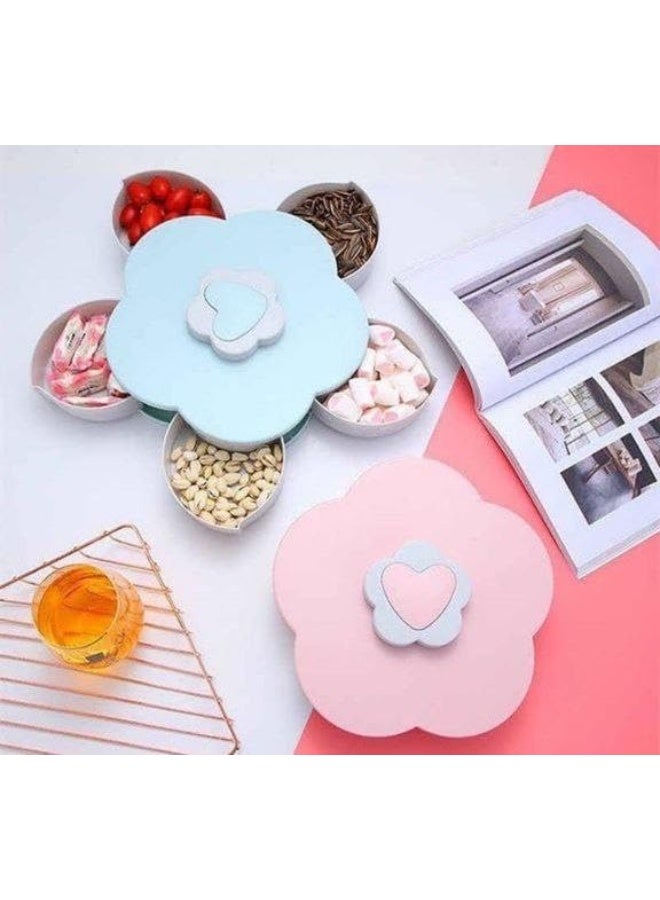 طبق تسالي دوارة بطبقتين للمكسرات والفواكه المجففة والحلويات DC - Image 3