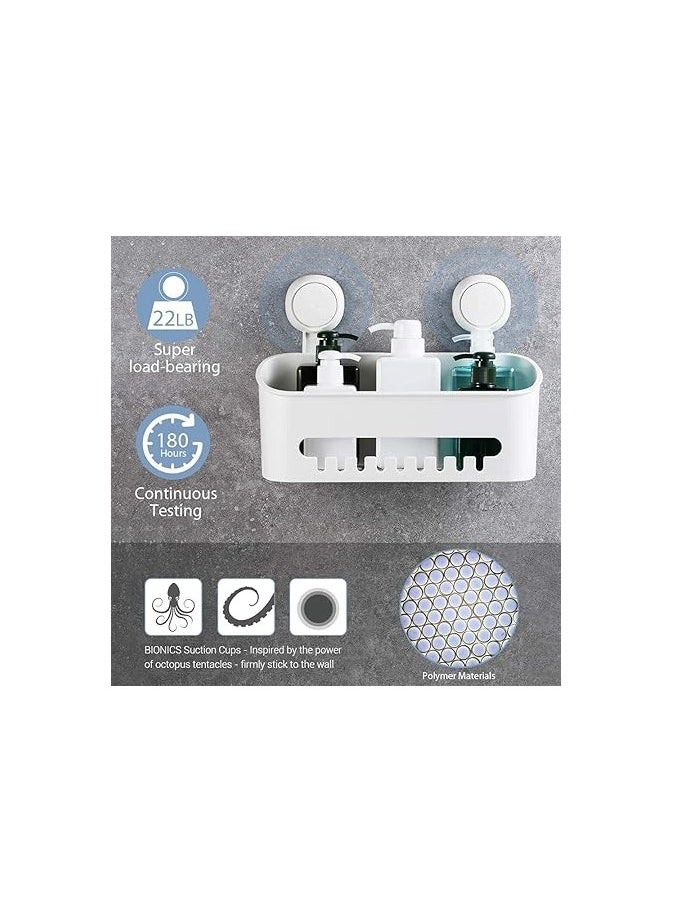 General Vacuum Shower Caddy Suction Cup No-Drilling Removable Waterproof Bathroom Wall Shelf Shower Basket Storage Organizer for Shampoo Conditioner Razors Soap  - Image 2