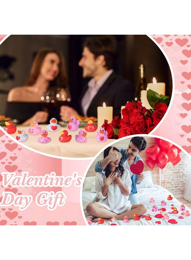 Sratte 24 Pcs Valentine Ducks Rubber Ducks in Bulk 2 Inch Mini Love Heart Assorted Pink Red White Squeaky Bath Toys for Valentine‘s Day Party Favors Classroom Goodie Bag Fillers - Image 4