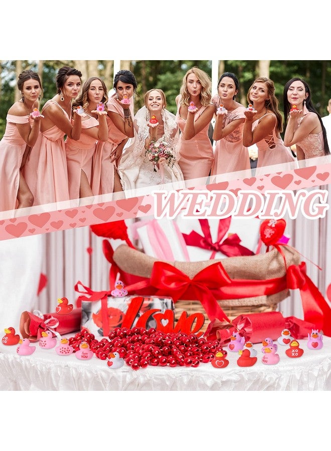 Sratte 24 Pcs Valentine Ducks Rubber Ducks in Bulk 2 Inch Mini Love Heart Assorted Pink Red White Squeaky Bath Toys for Valentine‘s Day Party Favors Classroom Goodie Bag Fillers - Image 5