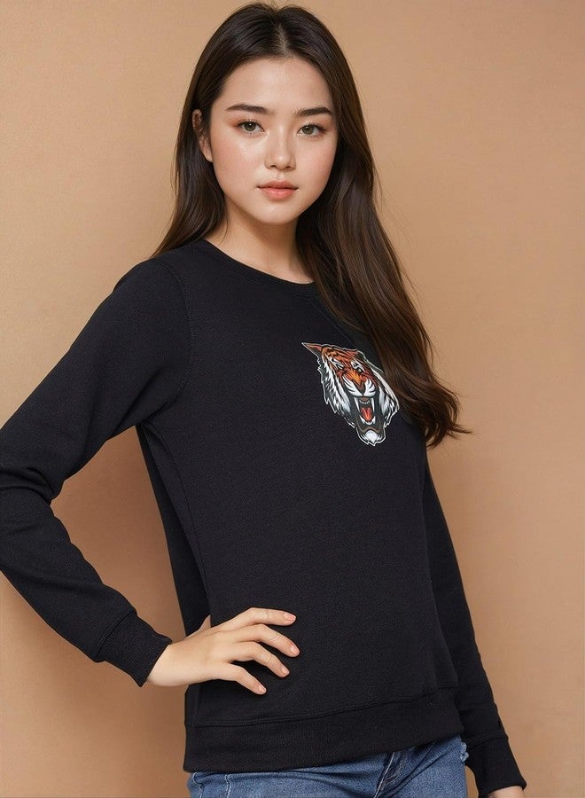KOTTY Stylish Women's Graphic Sweatshirt Collection Casual Crewneck with Fun Prints and Patterns(Black,M) - Image 2