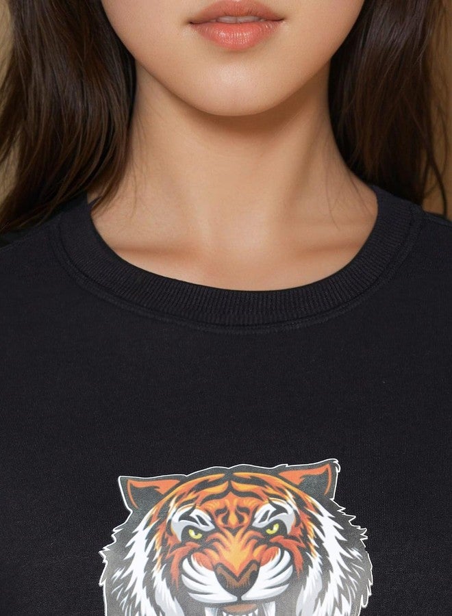 KOTTY Stylish Women's Graphic Sweatshirt Collection Casual Crewneck with Fun Prints and Patterns(Black,M) - Image 4