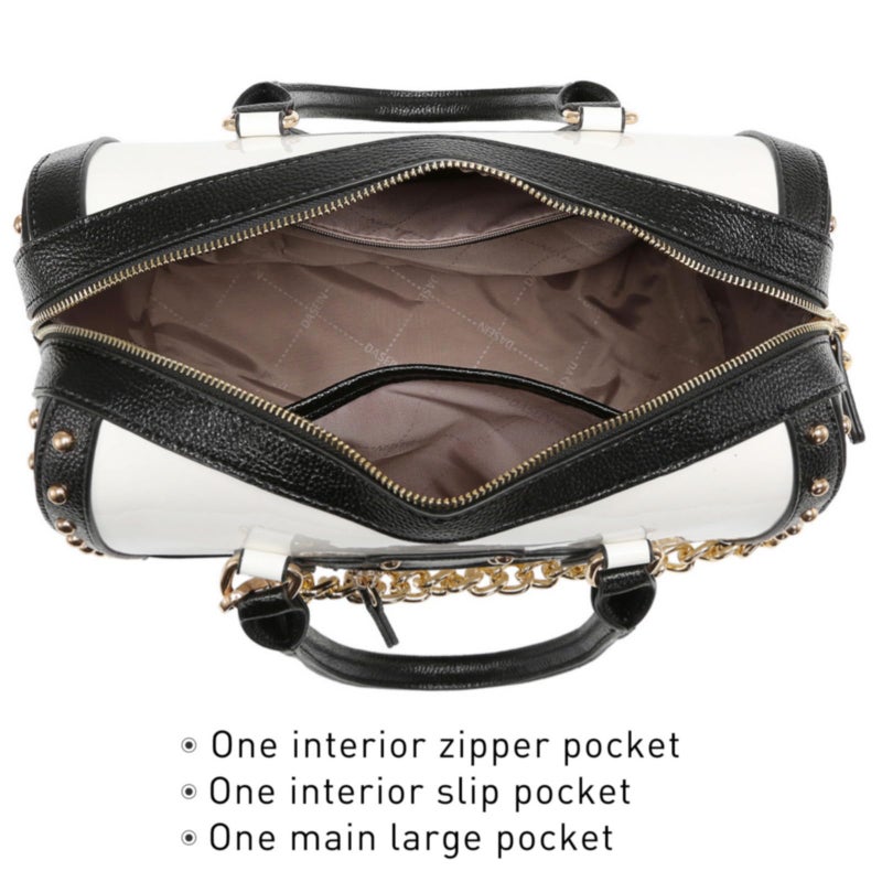 DASEIN Shiny Patent Faux Leather Handbags Women Barrel Purses Top