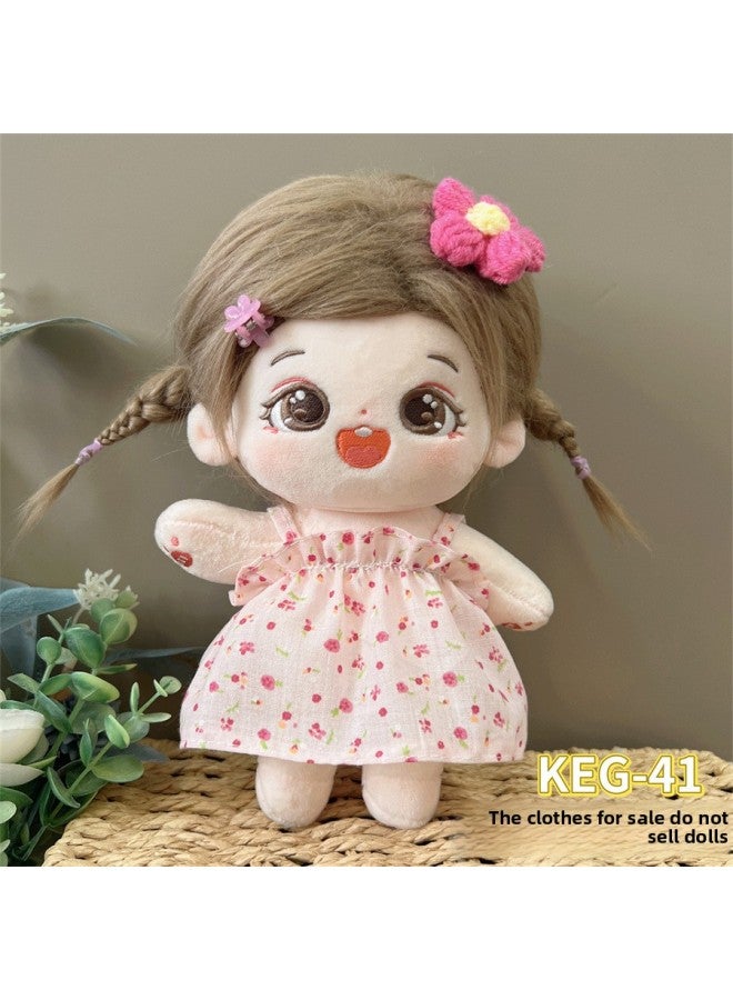 # 20cm Cotton Doll Clothes For Fat Body Can Be Worn Preppy Style Suit Plush Doll Dress Up Cute Baby Clothes Skirt-Color:20cm Cotton Clothes + Headwear (excluding Baby)-Specifications:KEG-41 - Image 1