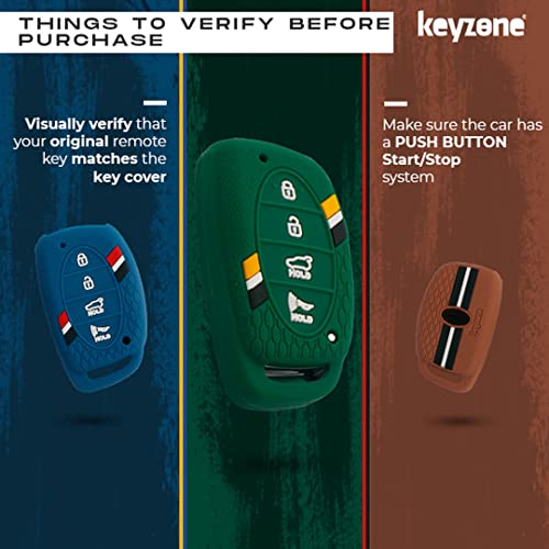 Keyzone® Striped Silicone Key Cover Compatible for i20 2020, Venue, Tucson, Elantra, i20 N Line 2021, Creta 2020 (4 Button Smart Key, Brown) - Image 5
