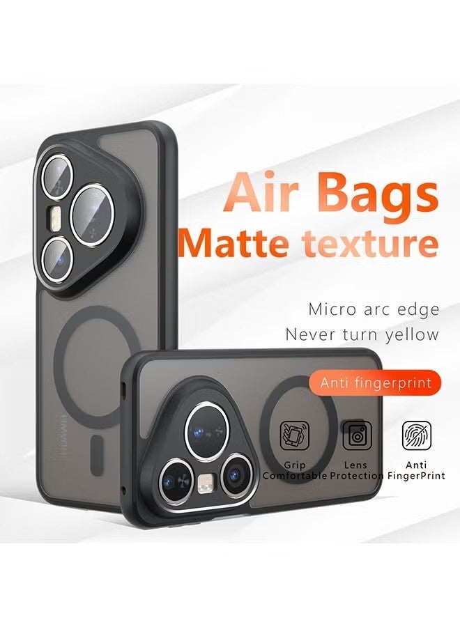 Magnetic Case for Huawei Pura 80 Pro 5G, Frosted Translucent Back Protective Slim Phone Cover, Anti-Fingerprints, Anti-Fall Drop Protection, Shockproof Case for Huawei Pura 80 Pro 5G (Black) - Image 1