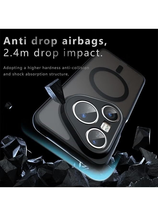 Magnetic Case for Huawei Pura 80 Pro 5G, Frosted Translucent Back Protective Slim Phone Cover, Anti-Fingerprints, Anti-Fall Drop Protection, Shockproof Case for Huawei Pura 80 Pro 5G (Black) - Image 2