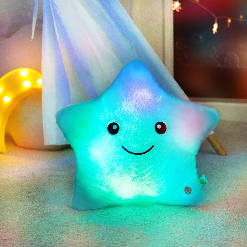 WEWILL 13 Creative Twinkle Star Light up Night LED Plush Pillows Stuffed Animal Toys Birthday Valentines for Toddlers GirlsBlue - Image 3