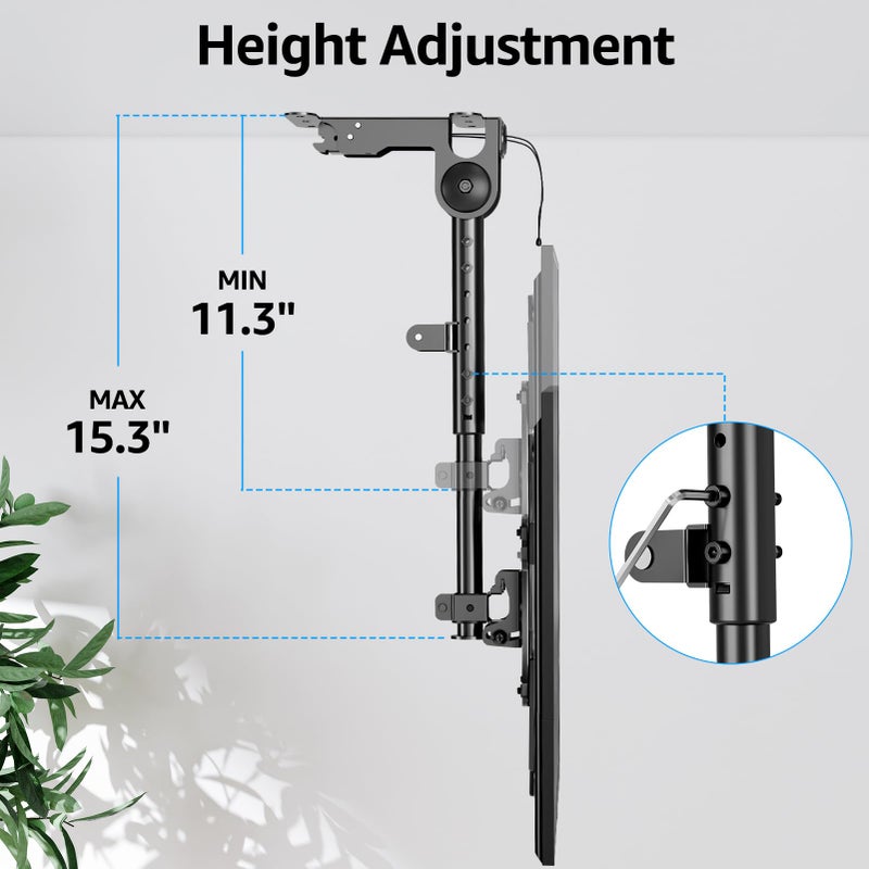 MOUNTUP Flip Down Ceiling TV Mount for 13-40" TVs, Full Motion TV Bracket with Height Adjustment, 360Â° Swivel & Rotate, Fits Flat & Slanted Ceilings, Max VESA 200x200mm, Up to 22 lbs, MU0049-L - Image 4