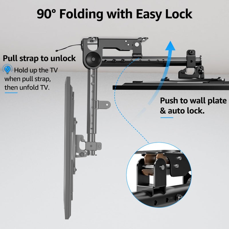 MOUNTUP Flip Down Ceiling TV Mount for 13-40" TVs, Full Motion TV Bracket with Height Adjustment, 360Â° Swivel & Rotate, Fits Flat & Slanted Ceilings, Max VESA 200x200mm, Up to 22 lbs, MU0049-L - Image 3