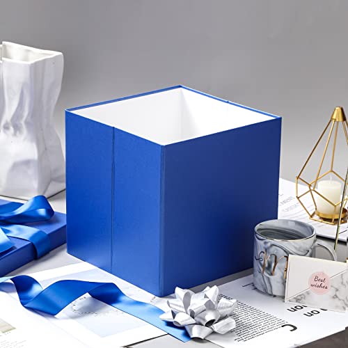 RUSPEPA Royal Blue Medium Gift Box with Lids Ribbon and Tissue Paper Collapsible Gift Box Perfect for Birthday Graduation Fathers Day Wedding and Groomsmen Gifts 10x10x10 Inches 1 Pcs - Image 3