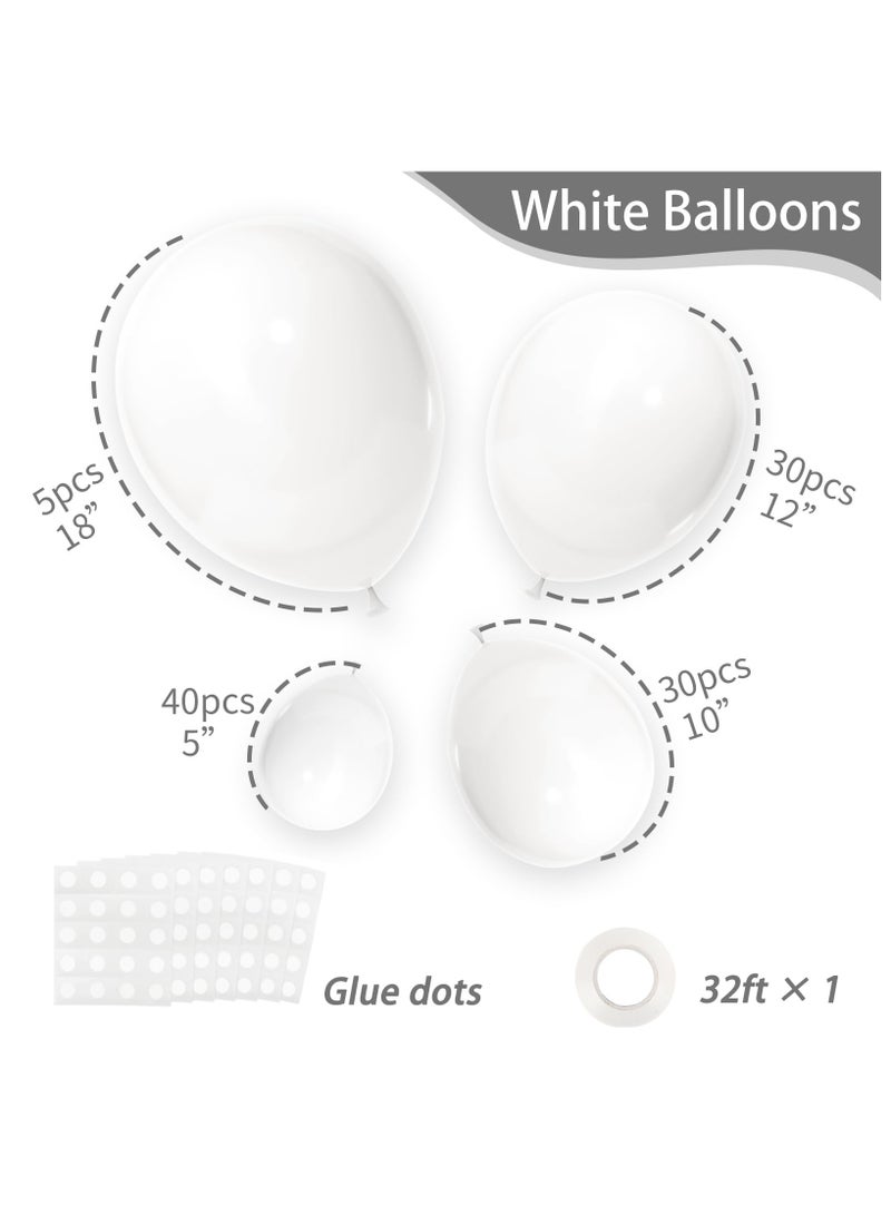 White Balloons Different Sizes 105pcs 5/10/12/18 Inch for Garland Arch, Party Latex Balloons for Happy New Year Decorations Birthday Party Wedding Anniversary Baby Shower Party Decoration - Image 2