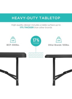 MOMENT [180×75×75Cm] Folding Lightweight Trestle Outdoor Camping Table, Heavy Duty Plastic Outdoor Folding Picnic Table, Folding Trestle Table For Bbq Party, Folds In Half With Carry Handle  - Image 3