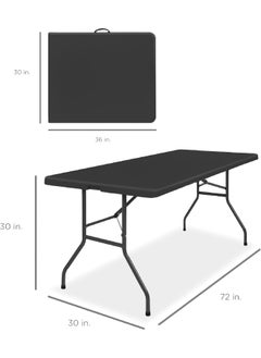 MOMENT [180×75×75Cm] Folding Lightweight Trestle Outdoor Camping Table, Heavy Duty Plastic Outdoor Folding Picnic Table, Folding Trestle Table For Bbq Party, Folds In Half With Carry Handle  - Image 2