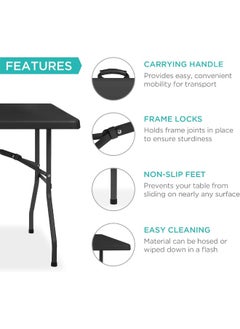 MOMENT [180×75×75Cm] Folding Lightweight Trestle Outdoor Camping Table, Heavy Duty Plastic Outdoor Folding Picnic Table, Folding Trestle Table For Bbq Party, Folds In Half With Carry Handle  - Image 5