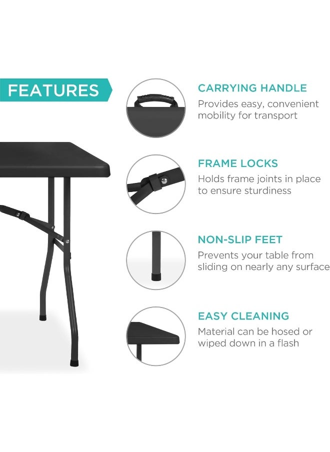 MOMENT [180×75×75Cm] Folding Lightweight Trestle Outdoor Camping Table, Heavy Duty Plastic Outdoor Folding Picnic Table, Folding Trestle Table For Bbq Party, Folds In Half With Carry Handle  - Image 5