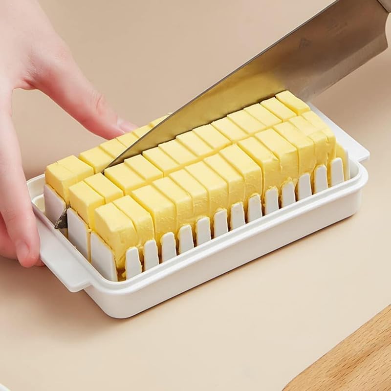 ATOOZED Butter Dish with Cutter and lid for Refrigerator, BPA Free Plastic Butter Box with Cutting Guide, Cheese & Butter Keeper Container Case for Kitchen (1PCS) - Image 1