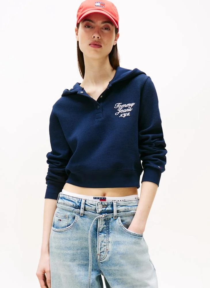 تومي جينز Graphic Crop Pullover Hoodie