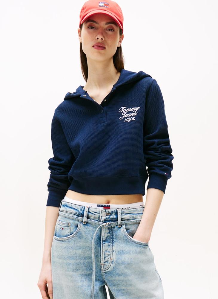 TOMMY JEANS Graphic Crop Pullover Hoodie - Image 1
