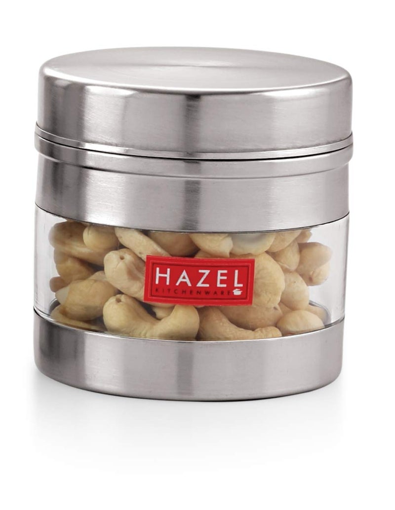 HAZEL Stainless Steel Masala Container | 350 ml Transparent Masala Boxes for Kitchen | See Through Small Container for Spices | Color Box with Matt Finish, Set of 6 - Image 2