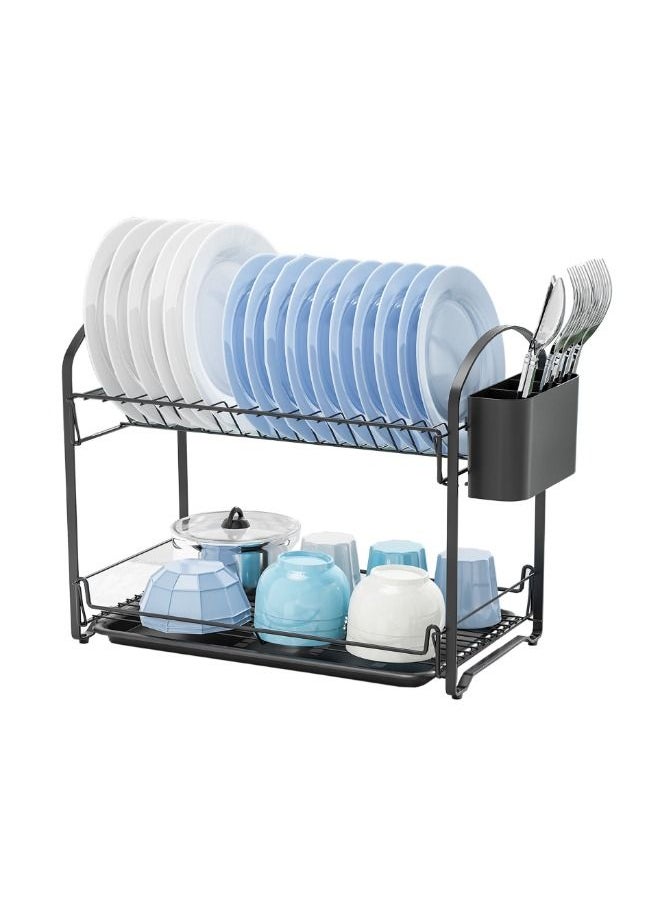 Feelings - FEELINGS Dish Rack Easy 2 Layer Utensil Holder | Crockery Organizer | Cutlery Organizer - L48×W25×H38cm - Image 1