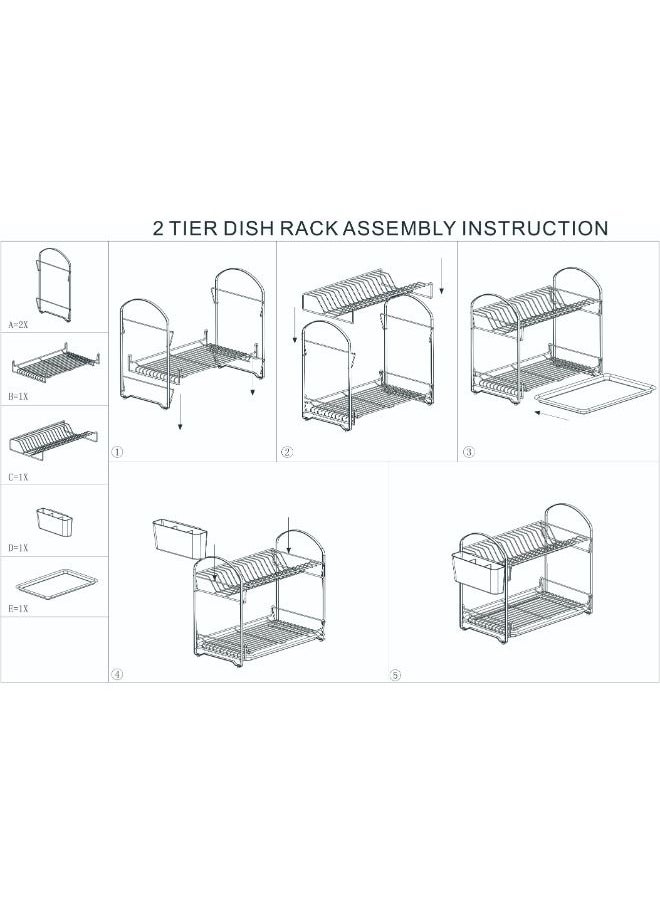 Feelings - FEELINGS Dish Rack Easy 2 Layer Utensil Holder | Crockery Organizer | Cutlery Organizer - L48×W25×H38cm - Image 1