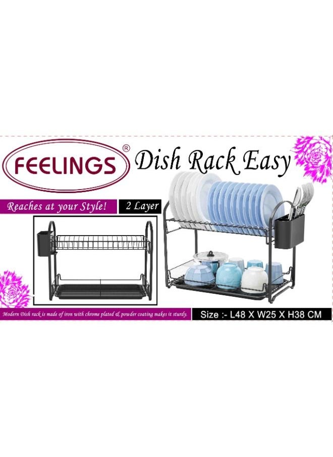 Feelings - FEELINGS Dish Rack Easy 2 Layer Utensil Holder | Crockery Organizer | Cutlery Organizer - L48×W25×H38cm - Image 1