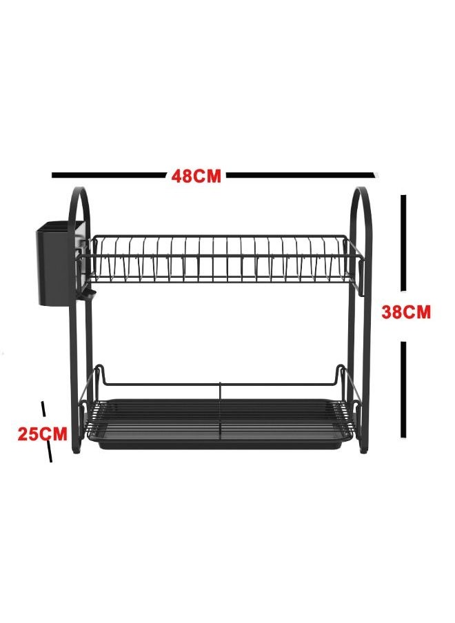 Feelings - FEELINGS Dish Rack Easy 2 Layer Utensil Holder | Crockery Organizer | Cutlery Organizer - L48×W25×H38cm - Image 1
