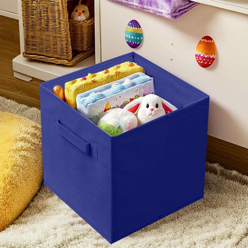 PowerKing Storage Box, 6 Foldable Storage Cubes Storage Box Organiser Made of Fabric – Dark Blue - Image 2