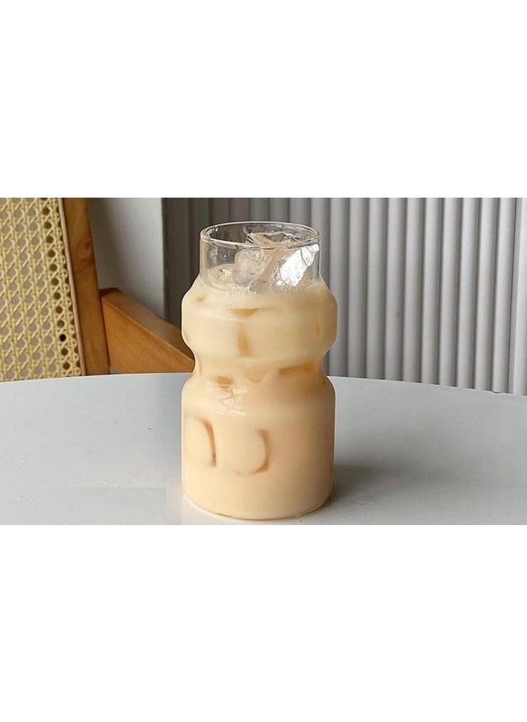 BLISS START BLISS START Glass Tea Coffee Sipper Tumbler with Glass Straw 450ml Glass Fruit Juice Milk Soda Water Drinking Glass Mug with Straw Cup Pack of 1  - Image 3