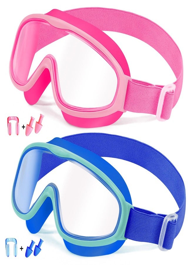 Vvinca Kids Goggles with Comfort Fabric Strap, Kids Swim Goggles Wide View Anti-Fog/UV No Leaking Swimming Goggles for 3-14 - Image 1