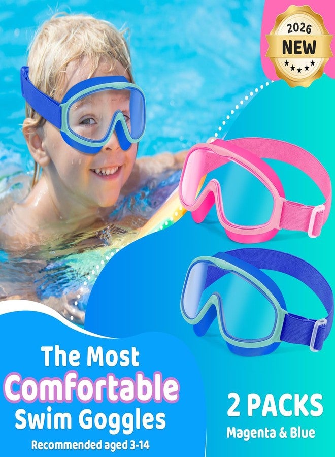 Vvinca Kids Goggles with Comfort Fabric Strap, Kids Swim Goggles Wide View Anti-Fog/UV No Leaking Swimming Goggles for 3-14 - Image 2