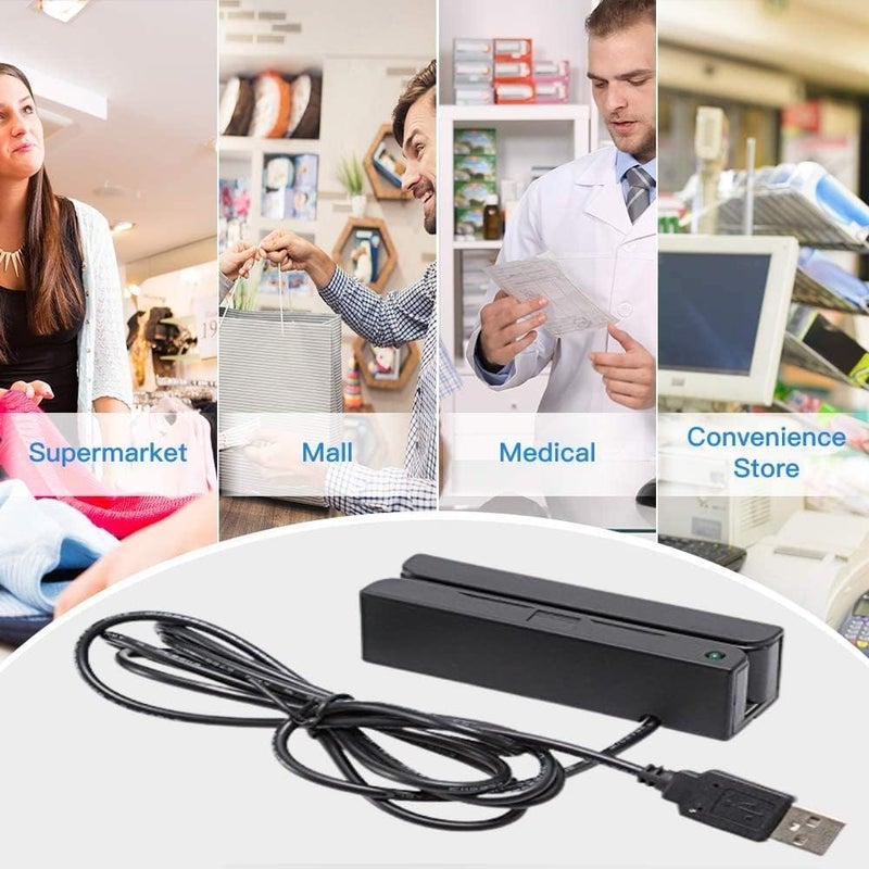Posunitech Mini Msr100 Swipe Magnetic Credit Card Reader 3 Tracks Hi/Lo Data Collector, USB Msr Stripe Card Reader for Point of Sale (POS), Access Control, ID Verify - Image 3