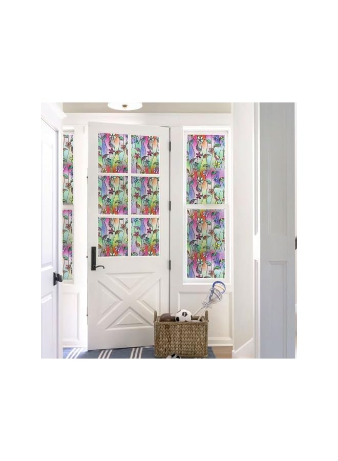 The Bros 3D Privacy Vinyl Frosted Window Film - No-Glue Stained Glass Film with Removable Floral Pattern, Static Cling for Room Decor, Bathroom, Kids Room, Bedroom, Door - 44.5 X 100 CM - Image 5