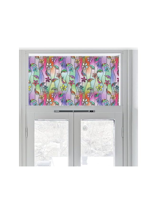 The Bros 3D Privacy Vinyl Frosted Window Film - No-Glue Stained Glass Film with Removable Floral Pattern, Static Cling for Room Decor, Bathroom, Kids Room, Bedroom, Door - 44.5 X 100 CM - Image 3