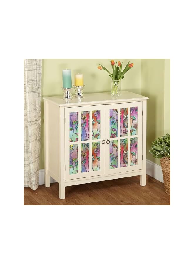 The Bros 3D Privacy Vinyl Frosted Window Film - No-Glue Stained Glass Film with Removable Floral Pattern, Static Cling for Room Decor, Bathroom, Kids Room, Bedroom, Door - 44.5 X 100 CM - Image 4