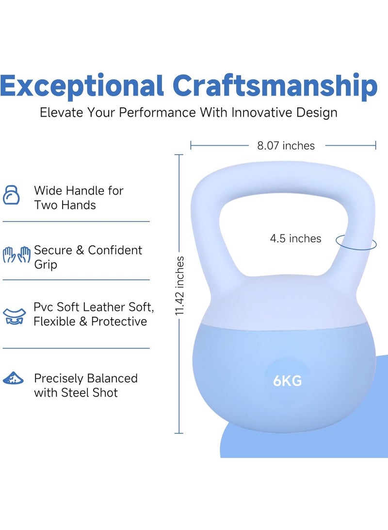 كيتل بيل سيليكون 6 كيلوجرام مطلية بالنيوبرين،متعدد الألوان ، مقبض مضلع مريح، حشوة رمل حديدي صامتة، لتمارين القوة والكارديو - تصميم آمن للأرضيات والمنزل - Image 2