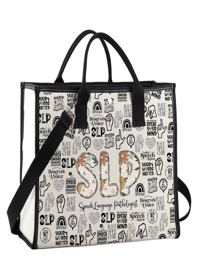 GJTIM Speech Language Pathologist Gift SLP Graduation Gift SLP Canvas Tote Bag Present for Speech Therapists (SLP LT) - Image 1