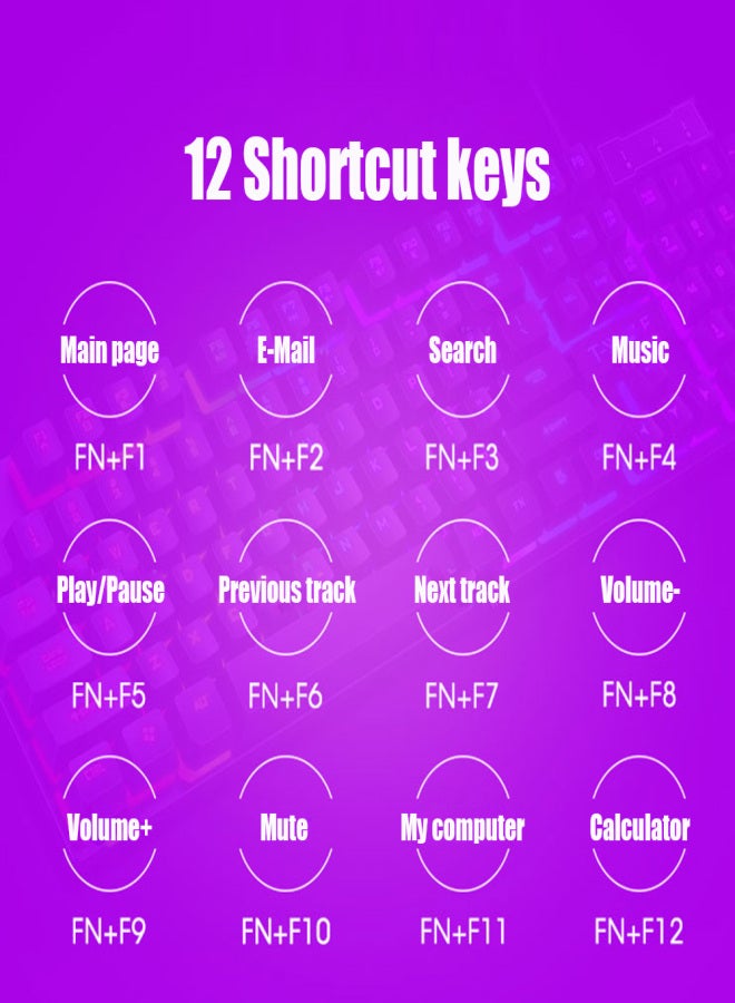 T-WOLF Wired Gaming Keyboard T20 Spill-Resistant Design Rainbow Backlit Dedicated Media Keys 104 Keys Keyboard for Windows & Mac PC Gamers Compatible with Win 2000/Vista/7/8/10 - Image 5